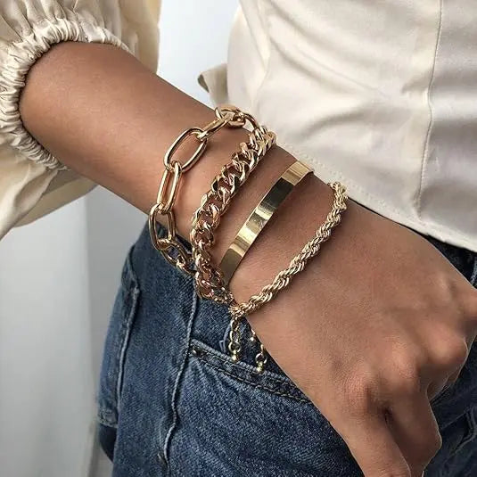 15PCS Golden Bracelets for Women,Multiple Layered Stackable Open Cuff Bangle,Adjustable Cuban Link Chain Tennis Bracelet Pack,Dainty Classic Aesthetic Jewelry,Christmas Party Gifts sohochic