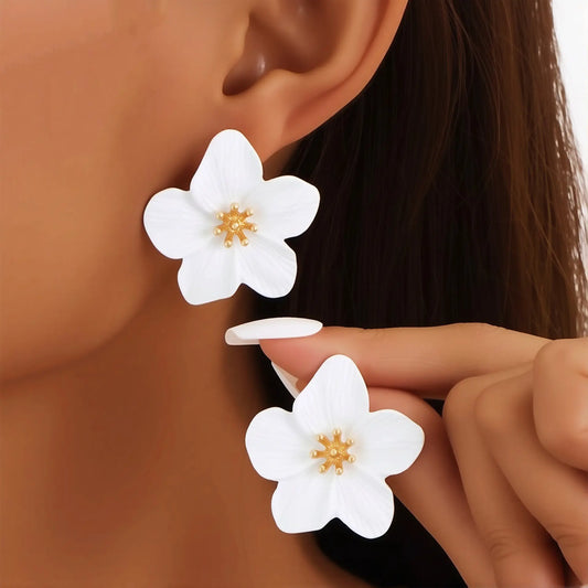 Women's Petal Stud Earrings - European-American Cross-Border Hot-Seller, Trendy Exaggerated Design, Earrings for Women