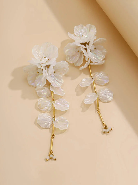 Fashion Flower Design Dangle Earrings, Dangling Earrings, Elegant Long Tassel Drop Earrings for Women, Trendy All-match & Exquisite Jewelry for Birthday Gift, High Quality Earrings