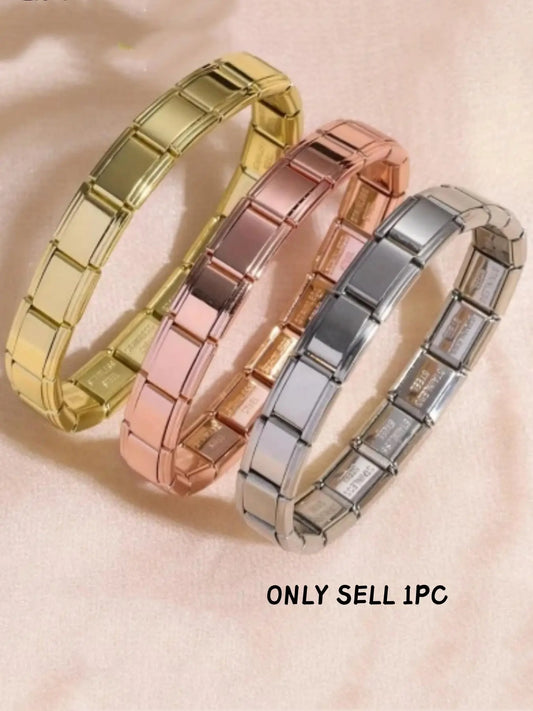 Stainless Steel Minimalist Bracelet, Elastic Italian Charm Modular Bracelet for Daily Use, Delicate Women's Jewelry Gift, Trendy Stackable Bracelets, Durable Metal Bracelet, Link Bracelets, Adjustable Bracelet, High Quality Bracelet