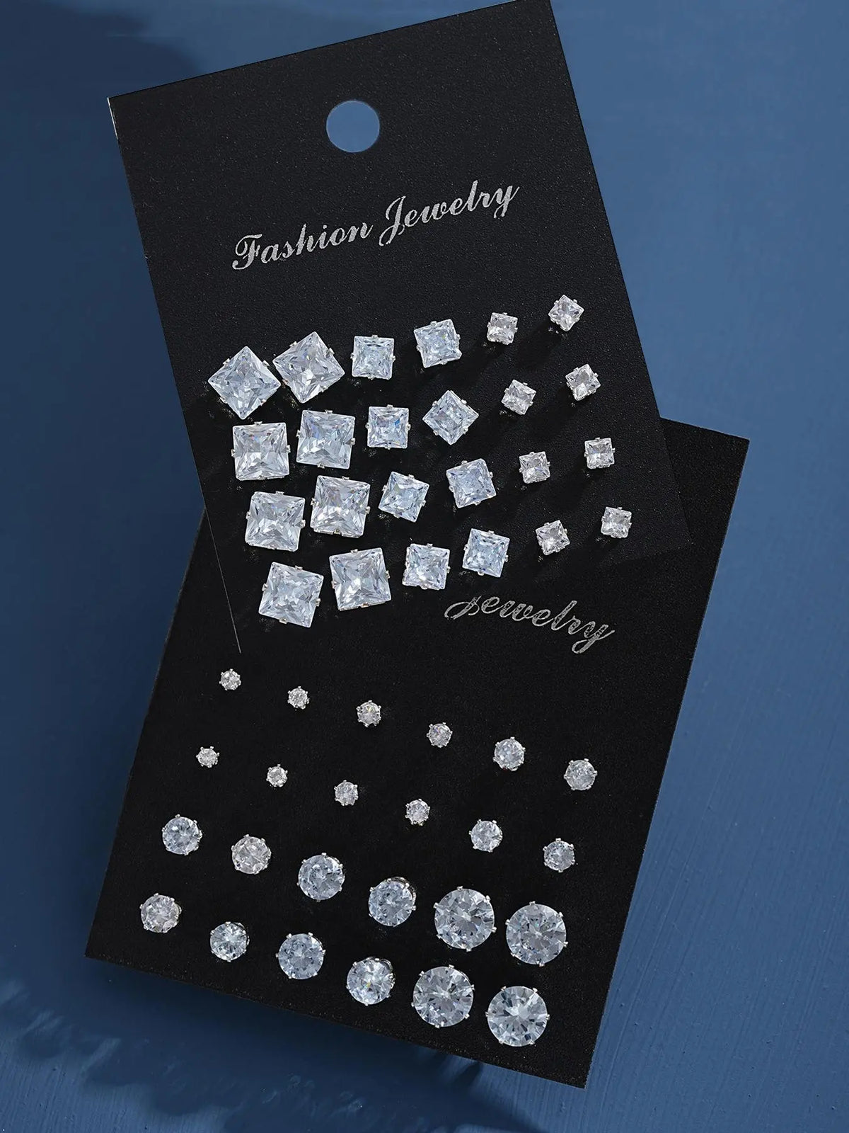 Unisex Punk Street Style Rhinestone Stud Earrings, 24 Pairs Temperament Geometric Design Stud Earrings, Trendy All-match & Exquisite Jewelry for Birthday Gift, Unique Design Earrings Stud Earring Sets