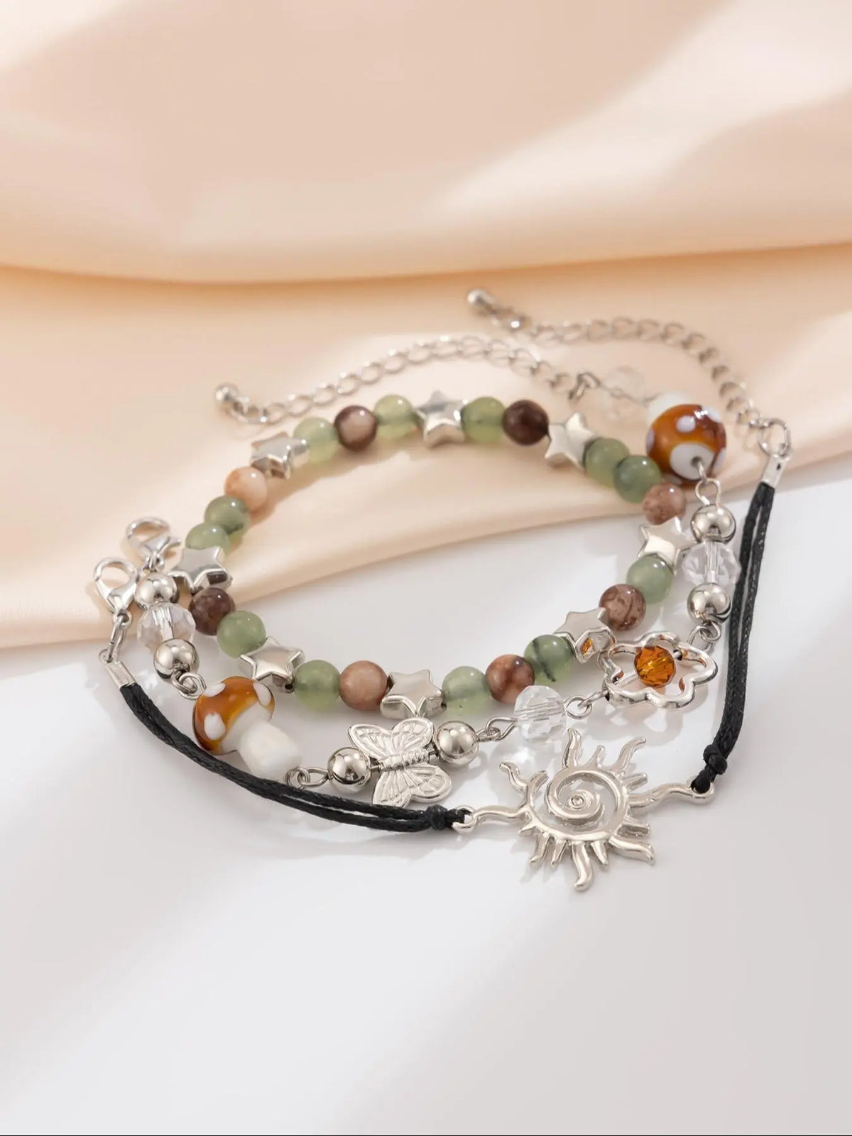 Women's Butterfly & Mushroom Design Beaded Bracelets, Colorful Charm Stackable Bracelets, All-match Jewelry for Birthday Gift, Summer Jewelry, Casual Accessories, Fashion Matching Bracelet, Beaded Bracelet Set, Beaded Bracelet Pack
