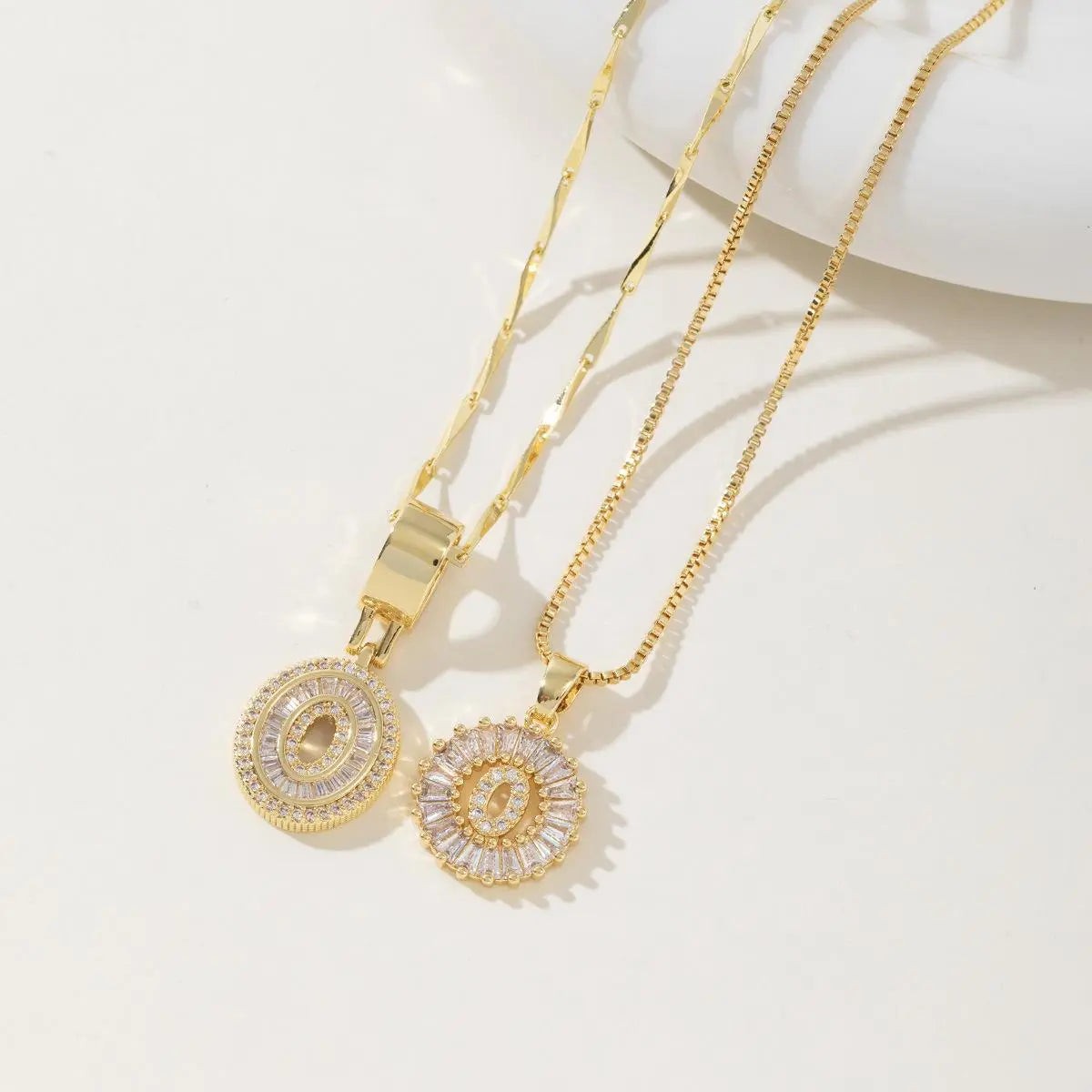 Women's Full diamond Rock sugar 26 letters Pendant Necklace Set Copper with zircon and gold plating Gold‑plated Round shape Flowers Fashion Accessories Layered Jewelry Set