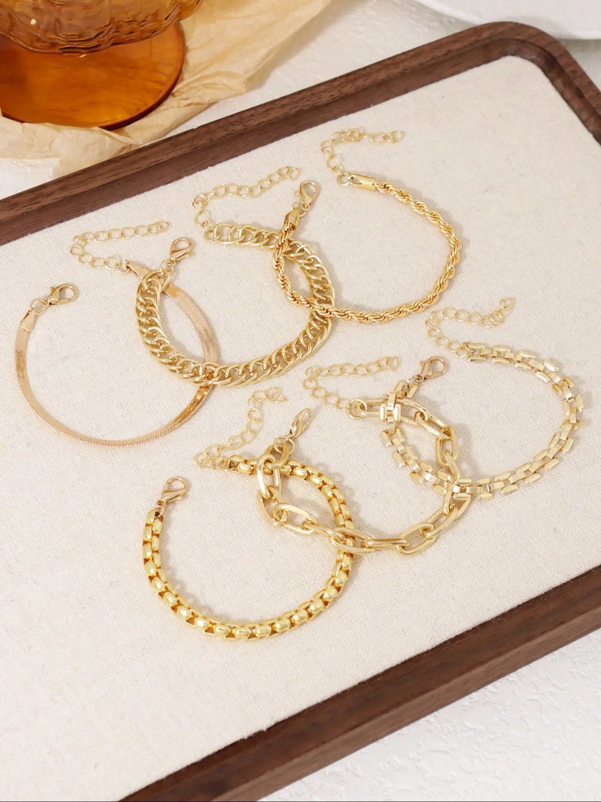Women's Vintage Cuban Chain Bracelet Set, Stackable Bracelets, Metal Hand Jewelry Gift, Fashionable & Elegant Design, Perfect for Daily Wear & Special Occasions, Link Bracelets, Stacked Bracelets