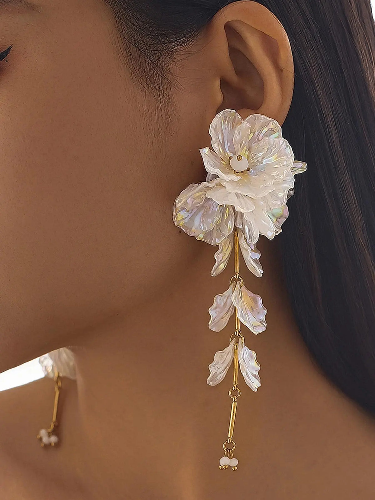 Fashion Flower Design Dangle Earrings, Dangling Earrings, Elegant Long Tassel Drop Earrings for Women, Trendy All-match & Exquisite Jewelry for Birthday Gift, High Quality Earrings