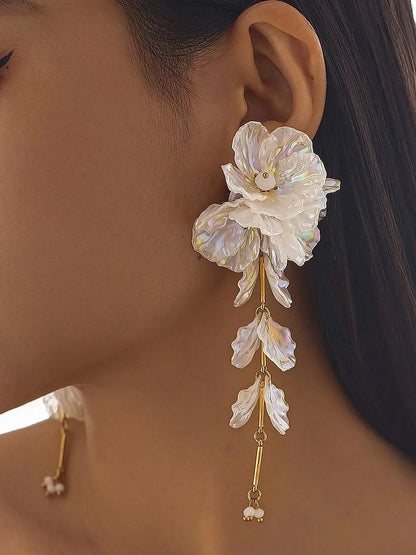 Fashion Flower Design Dangle Earrings, Dangling Earrings, Elegant Long Tassel Drop Earrings for Women, Trendy All-match & Exquisite Jewelry for Birthday Gift, High Quality Earrings