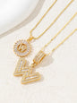 Letter Chain Necklace Set for Women, 26 Pendants with Zirconia Round Floral Design, Sister Matching Gift, Daily Wear Fashion Accessory, Casual Style Necklaces
