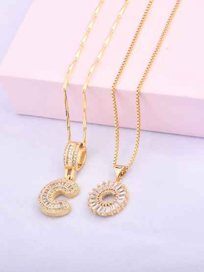 Initials Necklace with Box, 26 Letters Pendant Necklace, Alphabet Letter Necklace for Women & Girls, Fashion Jewelry for Party, Daily Decor, Trendy All-match & Exquisite Jewelry for Birthday Gift, Personalized Initial Necklace, Fashionable Accessory