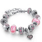 ARPURRAINA Women's Pink Heart-Shaped Pendant Bracelet Set, Exquisite Jewelry Accessory with Delicate Beads, Dazzling Pendant & Adjustable Serpentine Chain, Trendy Stacks for Valentine’s Day Love Bracelet Gifts