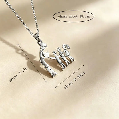 Family Members Necklace - Mom & Kids Pendant, "A Mother's Love Always With You", Perfect Necklace Gift for Women & Mothers
