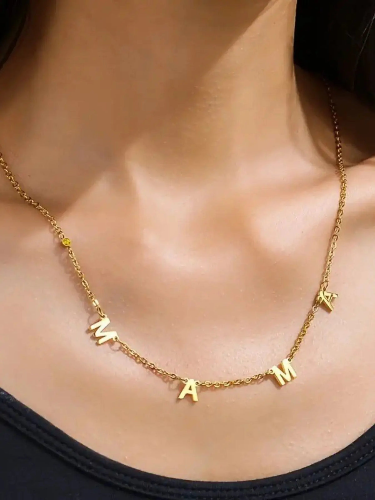 1PC Gold Silver Rose Gold Women's Stainless Steel letter "MAMA" Mother's Day necklace Chain Necklaces Personalized Jewelry Gift Mother's Gift Birthday Gift Christmas Gift Alphabet Necklaces, Accessory Necklace