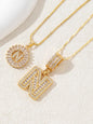 Letter Chain Necklace Set for Women, 26 Pendants with Zirconia Round Floral Design, Sister Matching Gift, Daily Wear Fashion Accessory, Casual Style Necklaces