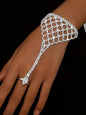 Elegant Grid Rhinestone Interlocking Bracelet, Simple Style Women's Party Vacation Design, Fashionable and Unique Hand Jewelry, Rhinestone Decorated Bangle, Rhinestone Bangle Bracelet, Elegant Fashion Accessories