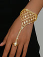 Elegant Grid Rhinestone Interlocking Bracelet, Simple Style Women's Party Vacation Design, Fashionable and Unique Hand Jewelry, Rhinestone Decorated Bangle, Rhinestone Bangle Bracelet, Elegant Fashion Accessories