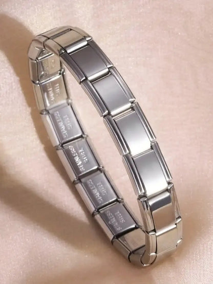 Stainless Steel Minimalist Bracelet, Elastic Italian Charm Modular Bracelet for Daily Use, Delicate Women's Jewelry Gift, Trendy Stackable Bracelets, Durable Metal Bracelet, Link Bracelets, Adjustable Bracelet, High Quality Bracelet