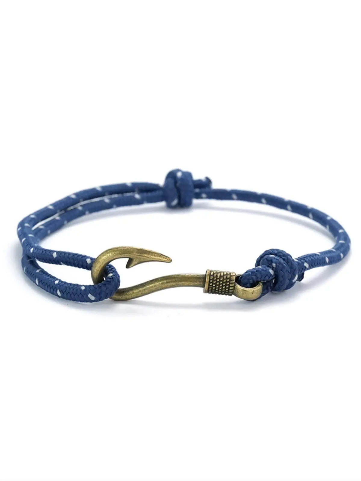 Men's Vintage Fish Hook Design Braided Bracelet, Adjustable Handmade Nautical Bracelet, Fashion Accessories for Men & Boys, Fashionable Bracelet, Trendy Stackable Bracelet, Bracelet Jewelry, Fashionable Bracelet Style