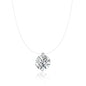 Women's Floating Cubic Zirconia Pendant Necklace on Invisible Transparent Cord, Minimalist Choker Adjustable Length, Everyday Layering Jewelry, For Woman,Gift,summeroutfits,vacationoutfits,beachoutfits