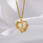 New Fashion Letter Detail Heart Shaped Pendant Necklace, Love Necklace for Women for Summer, Rhinestone & Flower Decor Stainless Steel Matching Necklace Jewelry, Girl's Temperament Cloths Accessory for Daily Wear