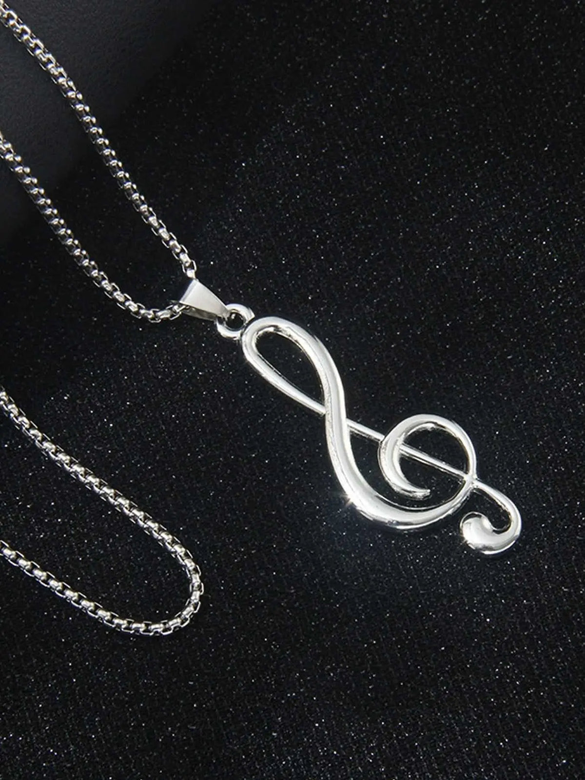1 Piece of Hip-hop Rock Exaggerated Note Stainless Steel Non Fading Necklace for Men and Women, Simple and Trendy Street Style Party Versatile Long Necklace, Non Tarnish Necklace, Fashionable Jewelry, Fashion Accessory Necklace, Casual Trendy Jewelry
