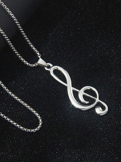 1 Piece of Hip-hop Rock Exaggerated Note Stainless Steel Non Fading Necklace for Men and Women, Simple and Trendy Street Style Party Versatile Long Necklace, Non Tarnish Necklace, Fashionable Jewelry, Fashion Accessory Necklace, Casual Trendy Jewelry