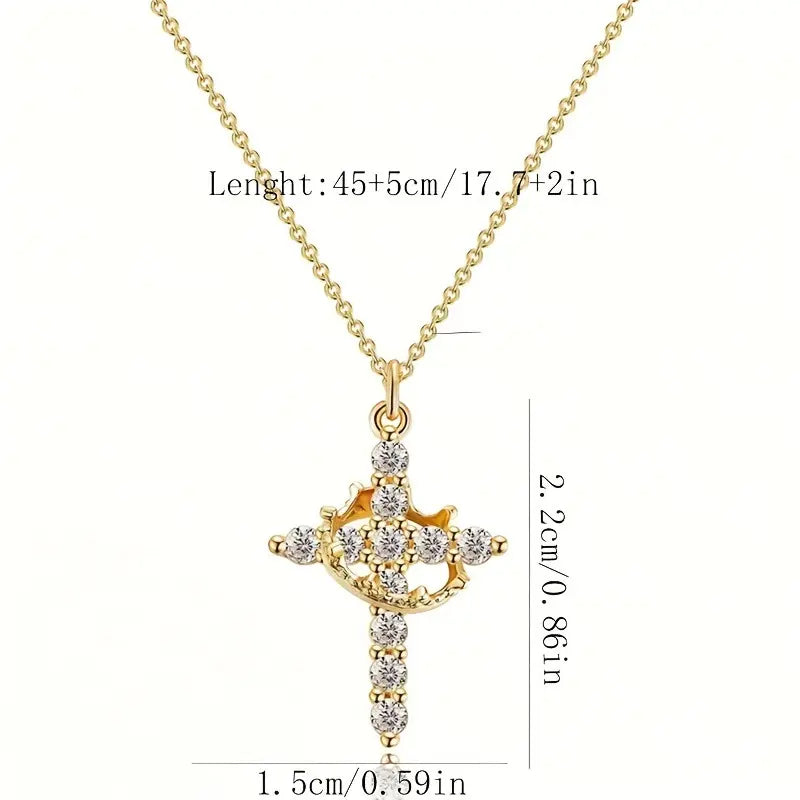 Women's Elegant Cross Theme Faith Pendant Necklace - Stacking Layered Pendant with Necklace, Fashion Costume Jewelry, Gift Idea for Gifting