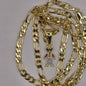 Gold Plated Chain and Pendant Set - 22" 4mm Chain with Tricolor Charms for Boys & Girls - Perfect Gift for Mom Aunt Niece Daughter