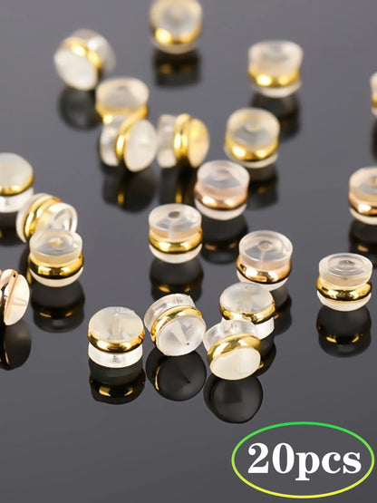 20PCS Silicone Earring Backs – Soft Hypoallergenic Clear Locking Backs for Studs & Dangle Earrings, Secure Support for Heavy Earrings, DIY Jewelry Accessories, Earring Backings