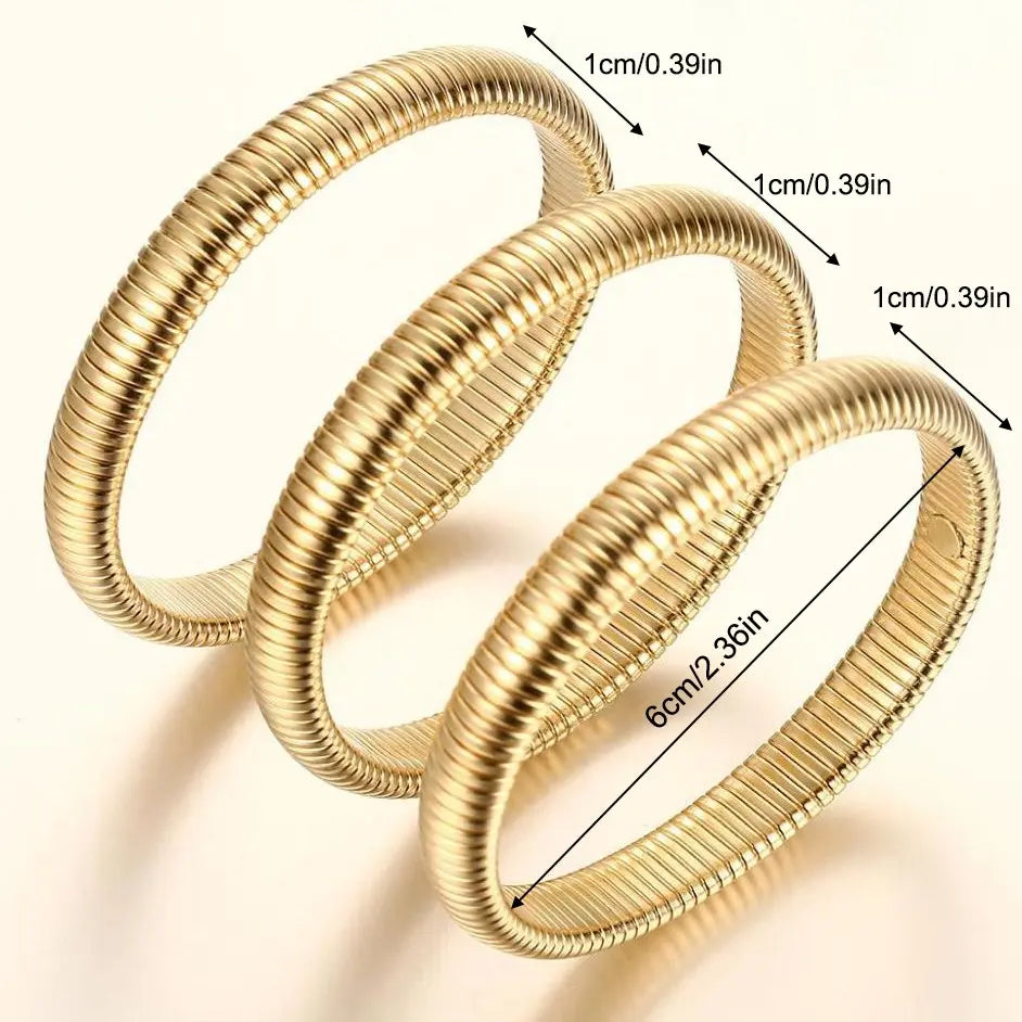 Women's 14K Gold Plated Chunky Bracelet Stacks (3PCS) - 17KM Waterproof Non-Tarnish Jewelry for Women, High Quality Exquisite Summer Accessory Gifts, Sohochic Costume Bracelets & Bangles