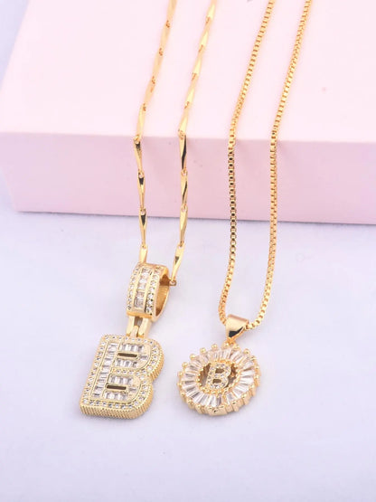 Initials Necklace with Box, 26 Letters Pendant Necklace, Alphabet Letter Necklace for Women & Girls, Fashion Jewelry for Party, Daily Decor, Trendy All-match & Exquisite Jewelry for Birthday Gift, Personalized Initial Necklace, Fashionable Accessory