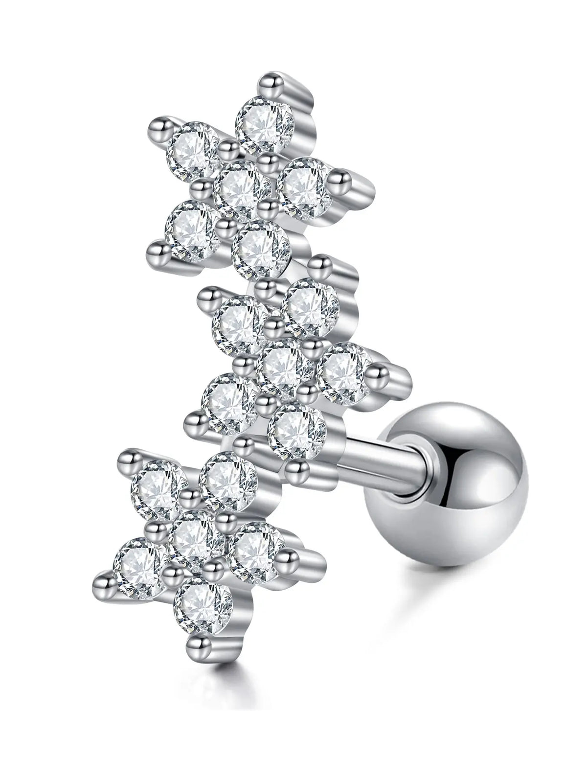 Women's 16 Gauge Cartilage Earring Studs Flower Earrings with Sparkling Cubic Zirconia Flower Design, Hypoallergenic Stainless Steel Dainty Sparkly Conch Tragus Helix Piercing Jewelry for Daily Wear & Parties, Trendy Accessories Daily Gift Earrings