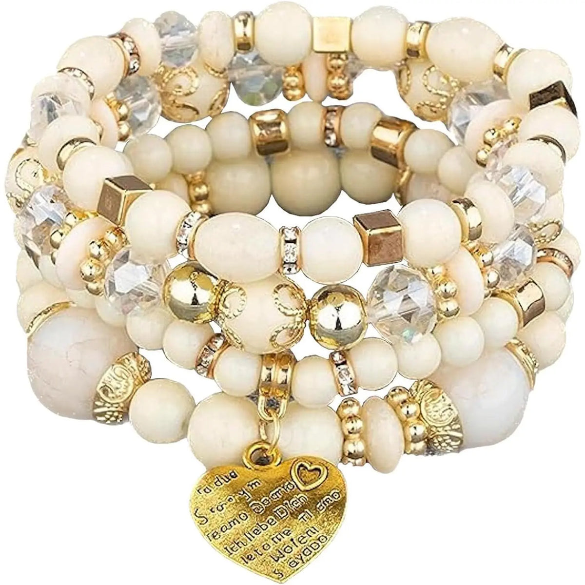 Women Beaded Bracelet Set| Colorful Boho Stackable Trendy Design with Crystal Accents Multilayer Bangle Bracelet| Fashion Stretch Braclets Jewelry for Women