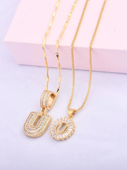 Initials Necklace with Box, 26 Letters Pendant Necklace, Alphabet Letter Necklace for Women & Girls, Fashion Jewelry for Party, Daily Decor, Trendy All-match & Exquisite Jewelry for Birthday Gift, Personalized Initial Necklace, Fashionable Accessory