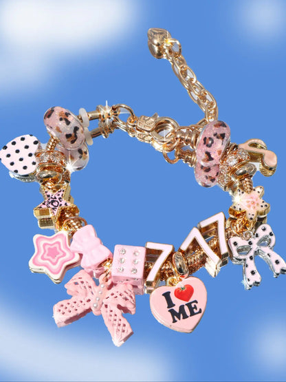 Leopard Print Cherry Charm Bracelet, Star Girl Cross Bracelet, Lucky Number 777 Bracelet, Cherry Tooth Bracelet, Pool Ball 7 Bracelet