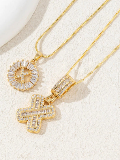 Letter Chain Necklace Set for Women, 26 Pendants with Zirconia Round Floral Design, Sister Matching Gift, Daily Wear Fashion Accessory, Casual Style Necklaces