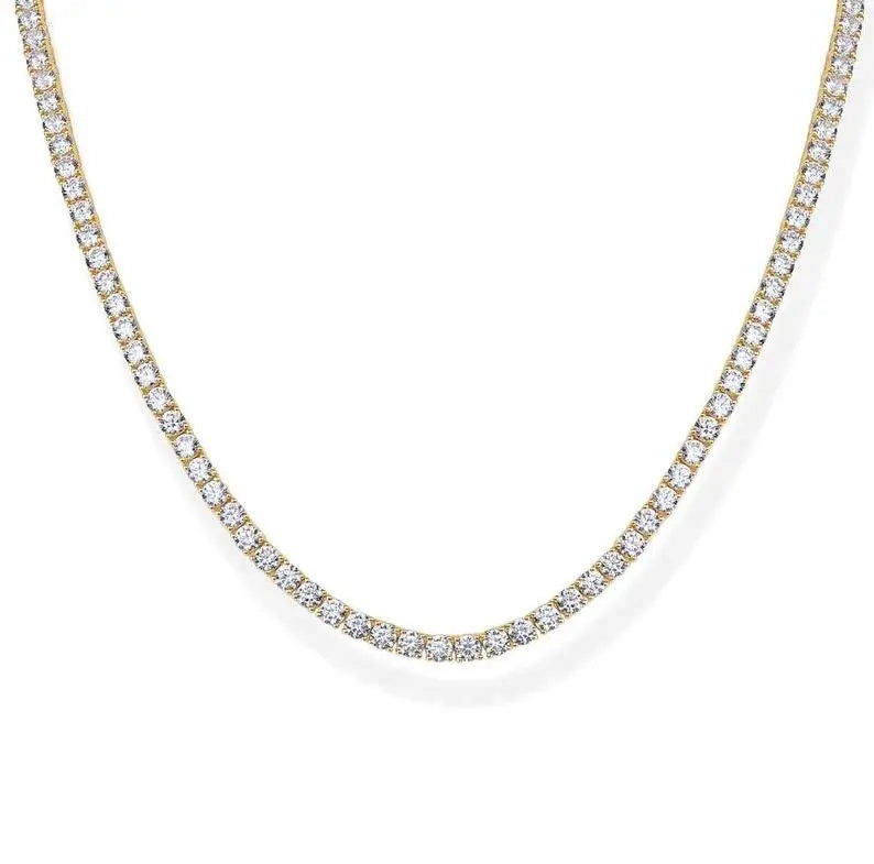 Tewiky Tennis Silver Necklace for Women, 14K Gold Plated/Sterling Silver Cubic Zirconia Chain, Dainty Choker Necklaces for Women Jewelry For Mother's Day gifts summerwins-LB