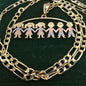 Gold Plated Chain and Pendant Set - 22" 4mm Chain with Tricolor Charms for Boys & Girls - Perfect Gift for Mom Aunt Niece Daughter