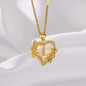 New Fashion Letter Detail Heart Shaped Pendant Necklace, Love Necklace for Women for Summer, Rhinestone & Flower Decor Stainless Steel Matching Necklace Jewelry, Girl's Temperament Cloths Accessory for Daily Wear