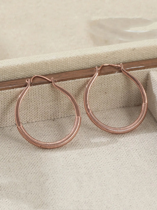Copper Hoop Earrings Wire Wrap Hoops Copper Hoops Big Earrings Rustic Casual Trendy Jewelry Large Hoop Earrings Large Hoops Bohemian Earrings