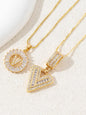 Letter Chain Necklace Set for Women, 26 Pendants with Zirconia Round Floral Design, Sister Matching Gift, Daily Wear Fashion Accessory, Casual Style Necklaces
