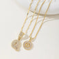 Women's Full diamond Rock sugar 26 letters Pendant Necklace Set Copper with zircon and gold plating Gold‑plated Round shape Flowers Fashion Accessories Layered Jewelry Set