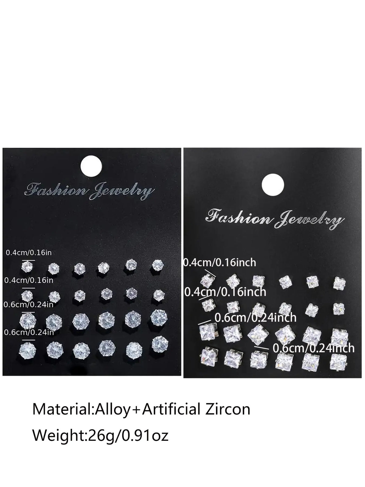 24/36 Pairs Unisex Ear Studs, Stud Earring Sets, Elegant Geometric Heart Design, Artificial Zircon, All-Season Sparkling Jewelry, Perfect for Gifts