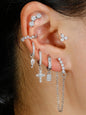 Elegant Copper Zirconia Earrings Set, 7-Piece Fashionable Jewelry Collection, Perfect Gift for Parties & Daily Wear