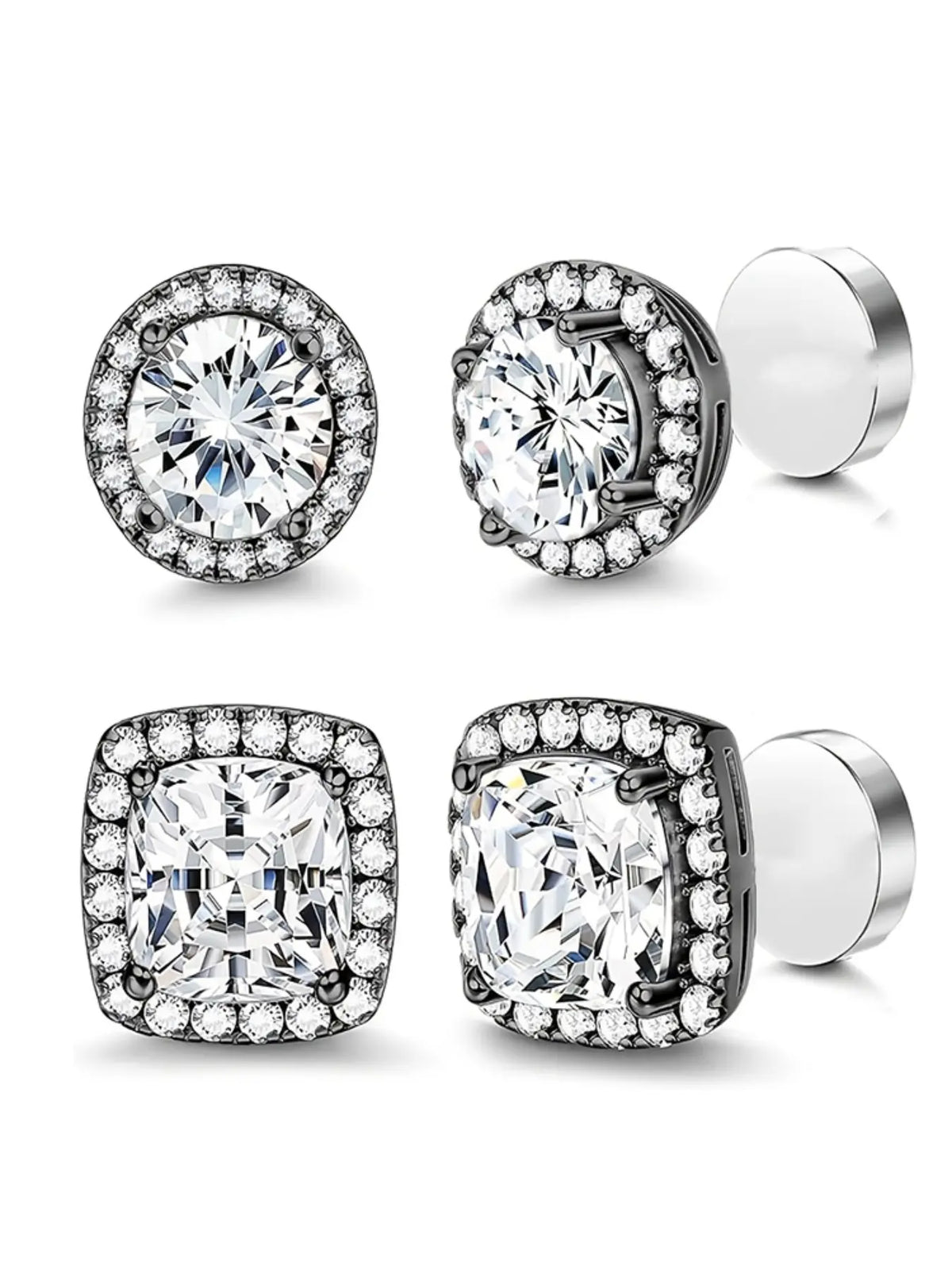 Women's Elegant Rhinestone Clip Earrings Set, High-Quality Stainless Steel, Perfect for All Seasons, DIY Party Accessories