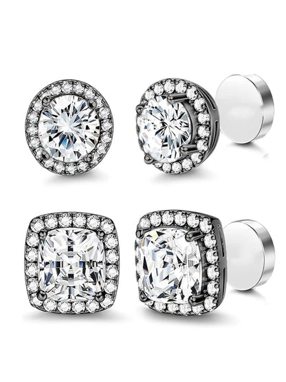 Women's Elegant Rhinestone Clip Earrings Set, High-Quality Stainless Steel, Perfect for All Seasons, DIY Party Accessories