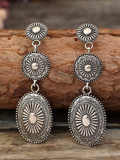 Vintage Bohemian Western Style Earrings, Metal Alloy Geometric Patchwork Design, Unique Dangle Earrings for Women, All Season Earrings, Drop Earrings, Earrings Dangling, High Quality Earrings, Trendy Jewelry