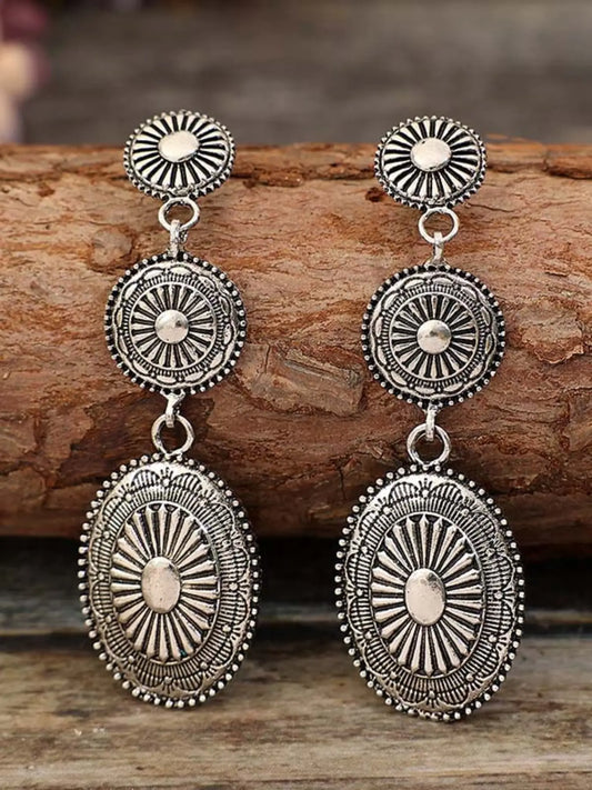 Vintage Bohemian Western Style Earrings, Metal Alloy Geometric Patchwork Design, Unique Dangle Earrings for Women, All Season Earrings, Drop Earrings, Earrings Dangling, High Quality Earrings, Trendy Jewelry