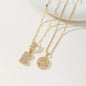 Women's Full diamond Rock sugar 26 letters Pendant Necklace Set Copper with zircon and gold plating Gold‑plated Round shape Flowers Fashion Accessories Layered Jewelry Set