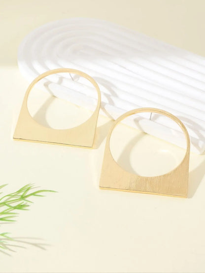 Fashionable Geometric Hollow Out Round Metal Large Hoops Shape Earrings for Women, Simple Party Club Personality Versatile Earrings Ear Hoops, Fashion Jewelry Party