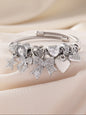 Elegant Women's Stainless Steel Open Bangle Bracelet, Handmade Beaded Rhinestone Butterfly Star Heart Pendant, Exquisite Bracelet, Perfect Gift for Parties