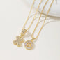 Women's Full diamond Rock sugar 26 letters Pendant Necklace Set Copper with zircon and gold plating Gold‑plated Round shape Flowers Fashion Accessories Layered Jewelry Set